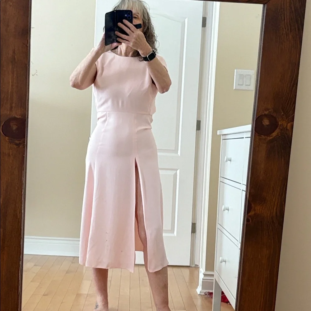 Babaton Light Pink Asymmetrical Midi Dress - Picture 10 of 12